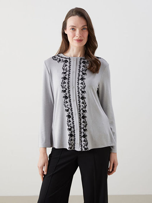 Bisiklet Yaka ?i?ekli Kad?n H?rka