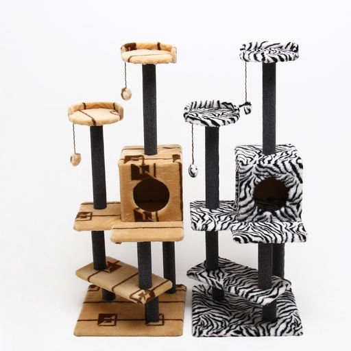 Комплекс для кошек с когтеточкой «Лестница», 56×52×140 см, ковролин, микс цветов