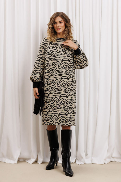 Платье Gizart 7385/1 бежево-черный тигр