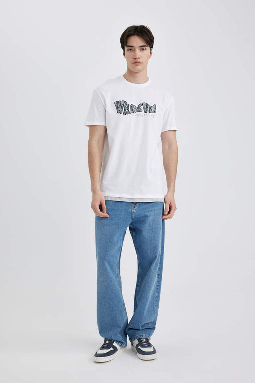 Футболка стандартного кроя с круглым вырезом и короткими рукавами с принтом - Defacto фото 2