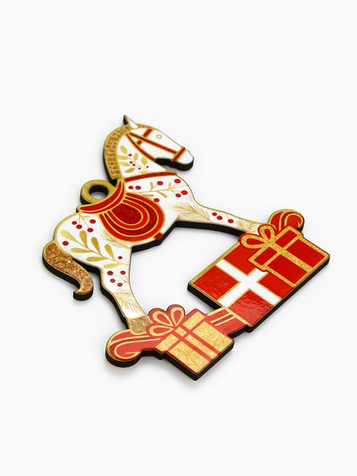 Ёлочная игрушка деревянная «Новогодний конь», набор 10 шт.