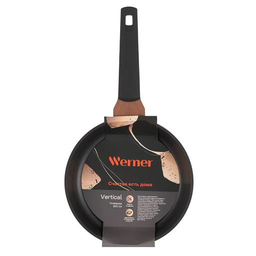 51908 WERNER Сковорода VERTICAL 20,0x4,8 см из кованого алюминия с двухслойным антипригарным покрытием Pfluon, бакелитовой ручкой с покрытием Soft Touch, для всех видов плит, включая индукционные. Толщина дна: 3,3 мм, толщина стенок: 2,8 мм.  фото 5