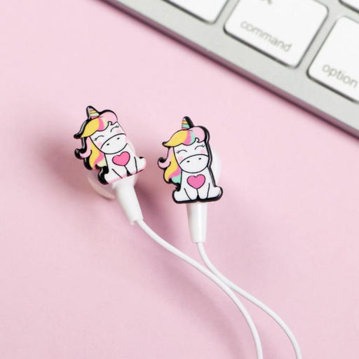 Наушники вакуумные и резинка для волос на открытке «Единорог», 10.3 х 14.5 см