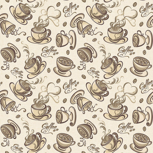 Клеенка столовая на нетканной основе 1,35х20м "Мажор" "Чашки с кофе", ПВХ, яркий рисунок, в рулоне, Россия (цена за м/п)