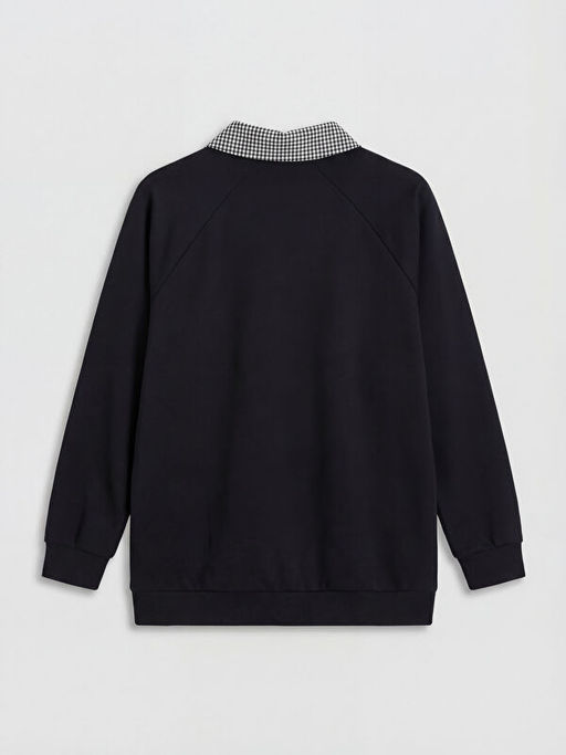 G?mlek Yaka Ekose Kad?n Sweatshirt Tunik