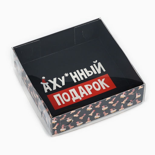 Цена за 5 шт. Коробка новогодняя для макарун «Подарок», 12×12×3.5 см
