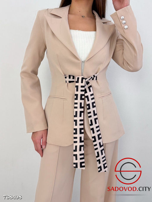 Брючный костюм классический с поясом для женщин - Bruno фото 8