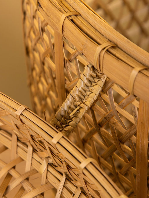 Корзина плетёная «Баскет», 27×27×37 см, бамбук, светлая