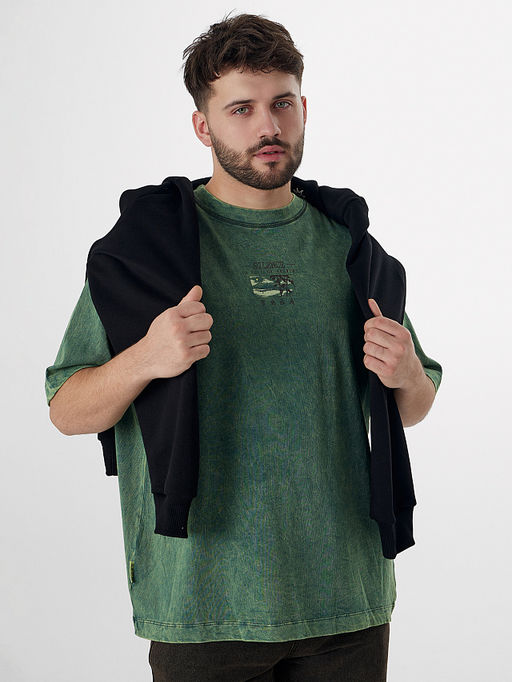 Футболка мужская зеленая с обработкой эйсид - Mark formelle фото 6