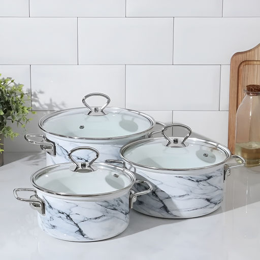 ЭМ_Набор 3 пр.Белый мрамор-1-Элит (1,9л*2,5л*3,7л) (белая) Россия