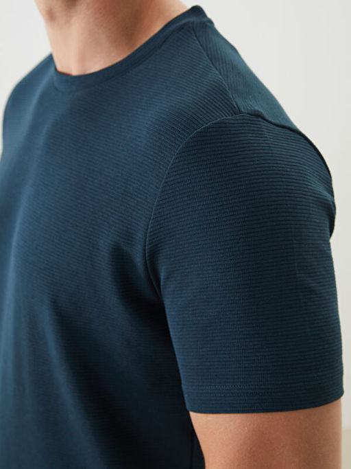 Bisiklet Yaka K?sa Kollu Erkek Dokulu Ti??rt