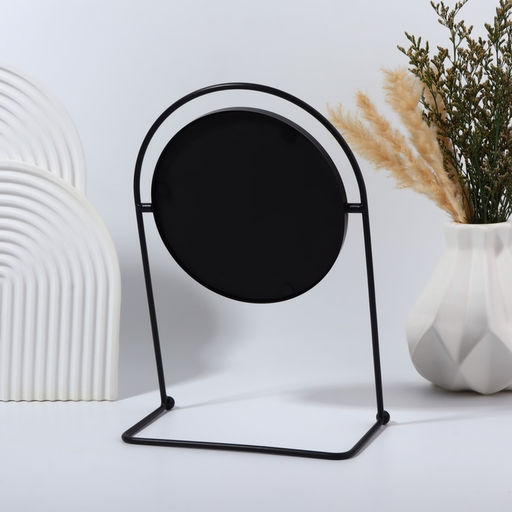 Зеркало настольное PREMIUM, круглое, металлическое, 29×20.5×11 см, (d=14.5 см), чёрное