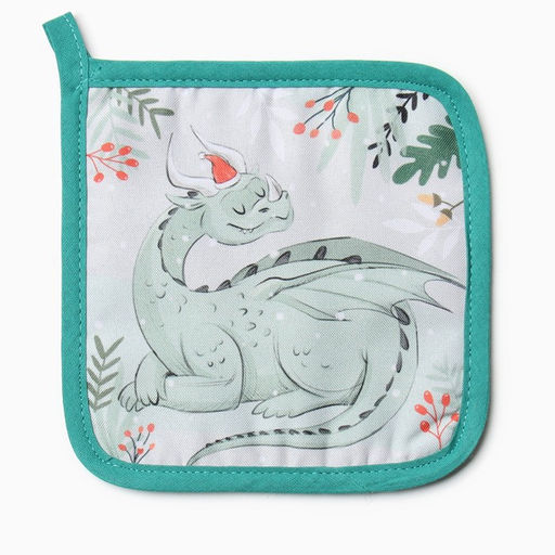 Набор кух. Доляна Сказочный дракон: варежка 20х28 см, прихватка 17х17 см, 35% хл, 65% пэ  фото 4