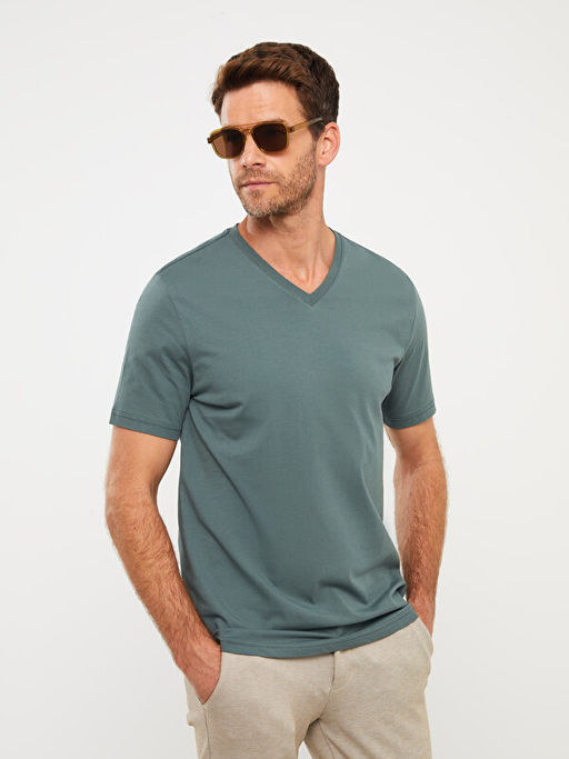 V Yaka K?sa Kollu Penye Erkek Ti??rt