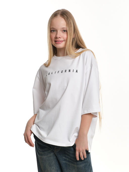 Футболка оверсайз с принтом 22-7453 белый - Mini maxi фото 11