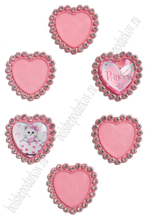Крышечка со стразами "Сердечко" (10 шт) SF-3632, ярко-розовый №014