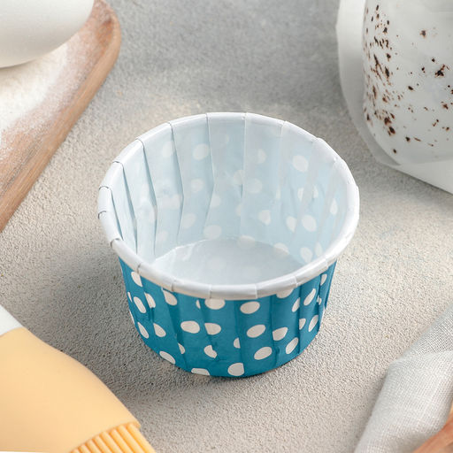 Цена за 50 шт. Форма для выпечки круглая Доляна «Горох голубой», d=6.5 см, голубая