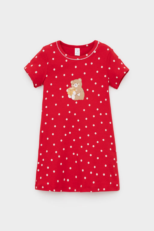 К 1155/насыщенно-красный,горошек сорочка для дев - Crockid фото 2