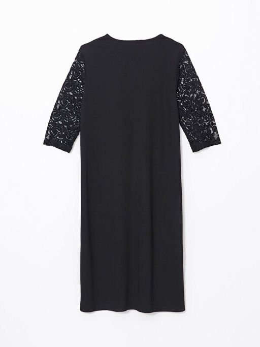 Bisiklet Yaka Dantel Detayl? Elbise