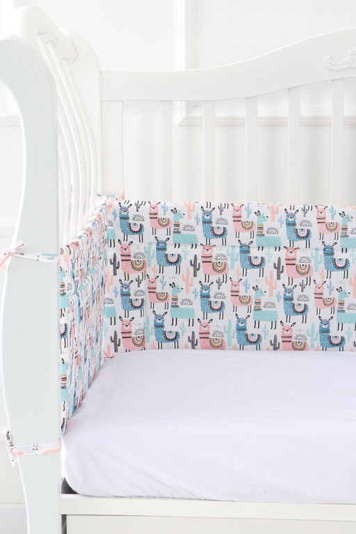 Бортик в кроватку четырехсторонний арт БРК35/ламы