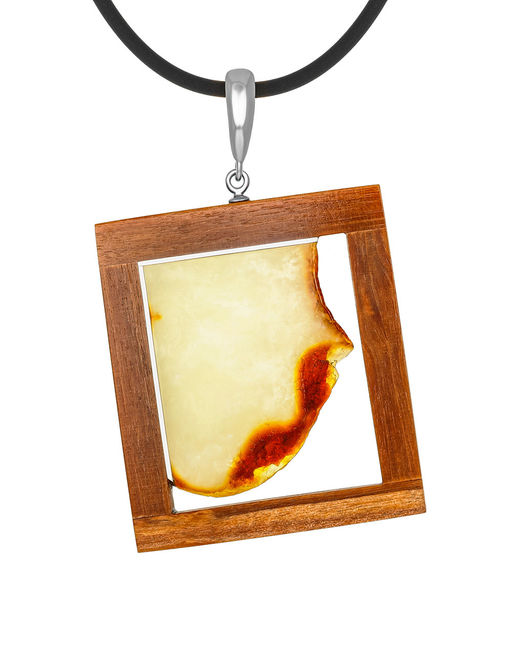 Авторский кулон Индонезия из натурального балтийского янтаря и дерева