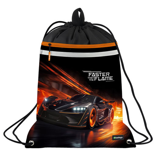 Сумка для обуви с карманом на молнии Berlingo "Faster than the Flame" 46*36см (SB-EX-1105) светоотражающая лента