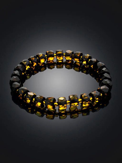 Роскошный браслет из янтаря зелёного оттенка Алмазная шайба - Амберхолл фото 2