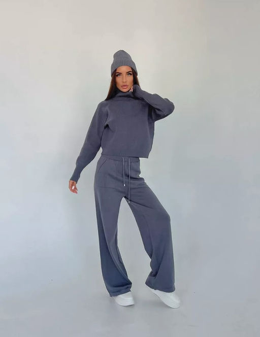 K13194 Костюм тройка: джемпер, брюки, шапка ГРАФИТ