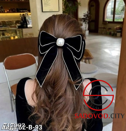 Бархатная заколка с бантом и с жемчугом - Bruno фото 3