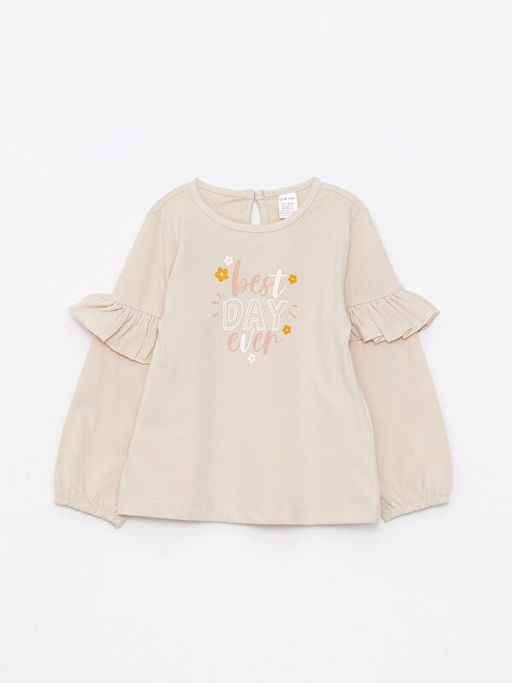 Bisiklet Yaka Uzun Kollu Bask?l? K?z Bebek Ti??rt 2li - Waikiki фото 2