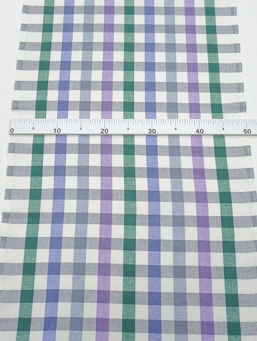 Холст полотенечный Средняя клетка цв.серый/зеленый, ш.0.5м, лен-30%, хлопок-70%, 140гр/м.кв - Купава фото 2