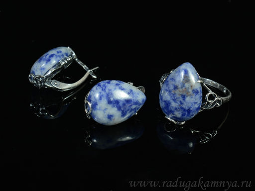 Кольцо Серьги с лазуритом размер 20