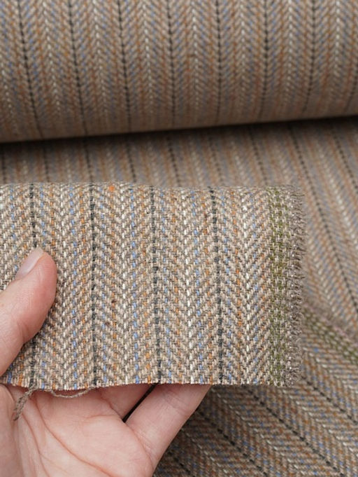 Шерсть пальтово-костюмная Твид Полоска-пунктир цв.бежевый, ш.1.5м, шерсть-30%, п/э-70%, 330гр/м.кв - Купава фото 10