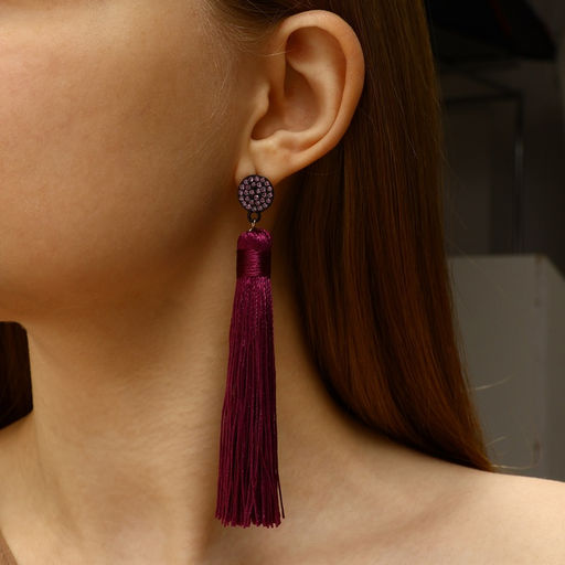 Серьги Кисти гармония, цвет фиолетовый, L кисти 8.5 см