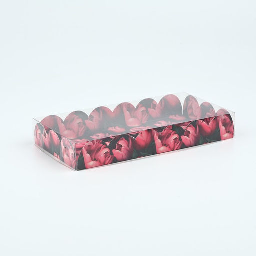 Цена за 5 шт. Коробка для кондитерских изделий с пластиковой крышкой 8 Марта, 10.5?21?3 см