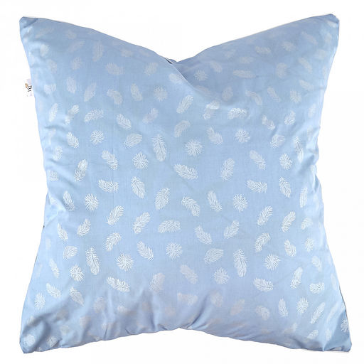 Наперник пуходержащий 60х60см Перышко на голубом, тик смесовый 135г/м2 (хлопок 80%, полиэстер 20%), на молнии, упаковка ПП 22х30см, Домашняя мода (Россия)  фото 2