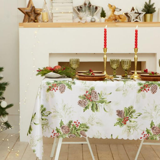 Скатерть новогодняя Доляна Шишкин лес 110*145 см, 100% п/э