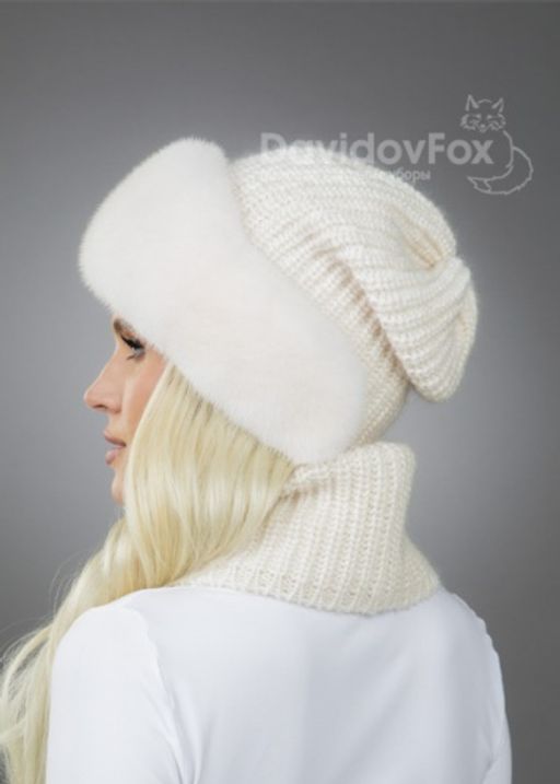 Комплект Ника норка трикотаж жемчуг манишка