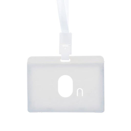 Цена за 20 шт. Бейдж - карман горизонтальный, внешний размер 100×74 мм, внутренний размер 90×54 мм, светло-серый, с лентой, жёсткокаркасный