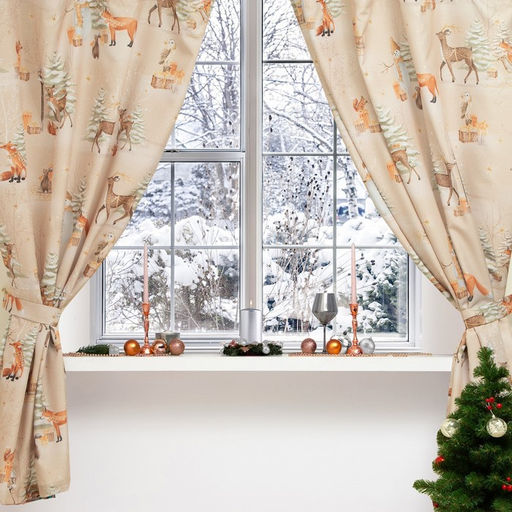 Комплект штор для кухни с подхватами Christmas forest 145?180 см-2 шт., габардин