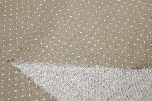 Бязь Белый горох (2мм) на бежево-кофейном, ш.1.5м, хлопок-100%, 142гр/м.кв - Купава фото 4