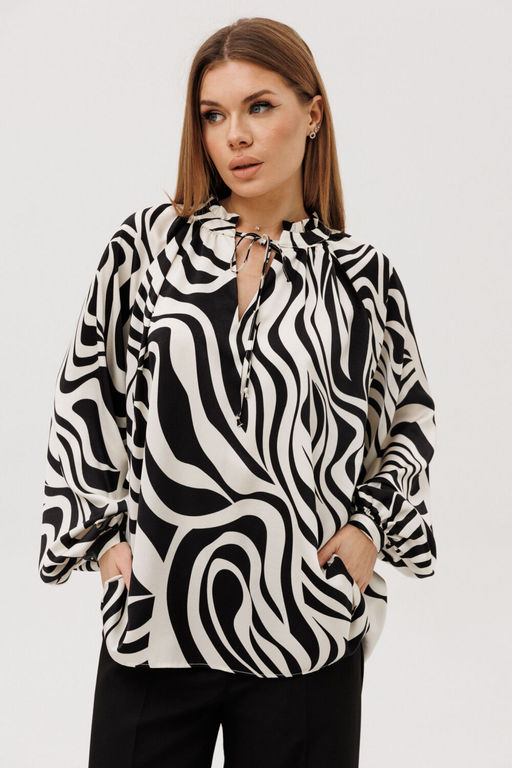 Блуза AmberA 1128-3 черно-белый  фото 4