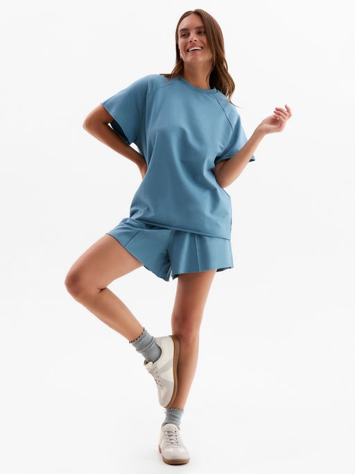 Костюм спортивный женский: футболка, шорты, MINAKU: Casual Collection, пепельный, размер 44