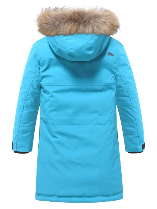 Парка зимняя подростковая для мальчика с капюшоном и мехом голубого цвета 9537Gl - Valianly фото 9