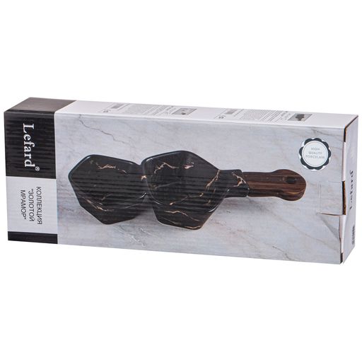 МЕНАЖНИЦА С ДЕРЕВЯННОЙ РУЧКОЙ КОЛЛЕКЦИЯ ЗОЛОТОЙ МРАМОР ЦВЕТ:BLACK 32*12,5*5 СМ - Lefard фото 2