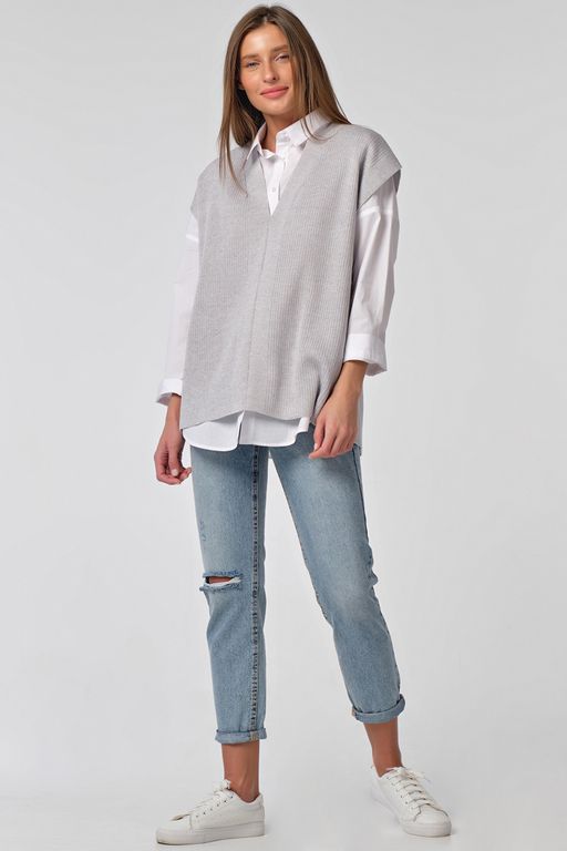 Жилет вязаный оверсайз с открытой спиной черный - Fly фото 8