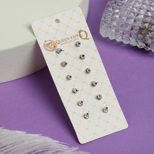 Пусеты 6 пар Романтика сердца, цветные - Queen fair фото 2