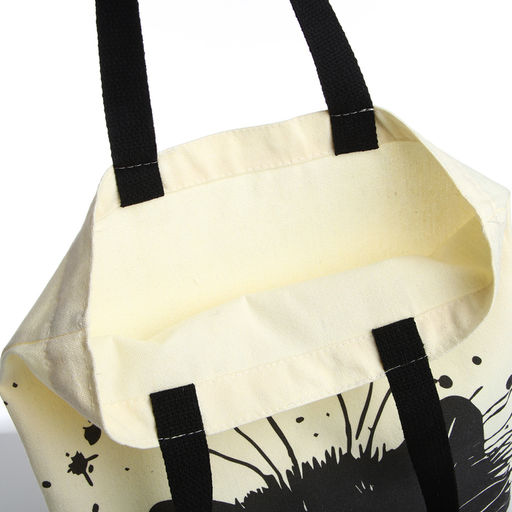 Сумка шопер без застёжки, из текстиля, бежевая