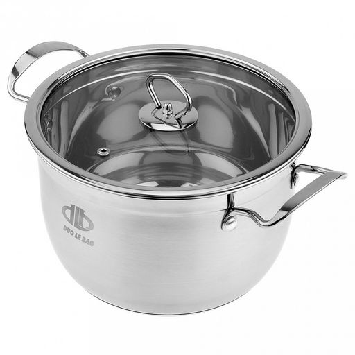 Кастрюля из нержавеющей стали Аксай 4,8л, д23,5см h14,4см, s0,45мм, матовая полировка, стеклянная крышка, металлические ручки, с теплораспределительным дном 0,5см, цветная коробка (Китай) - Домашняя мода фото 2