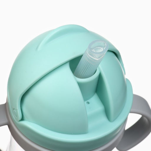 Поильник - непроливайка детский Крошка Я с силиконовой трубочкой и грузиком, от 9 мес., 250 мл., с ручками, бирюзовый